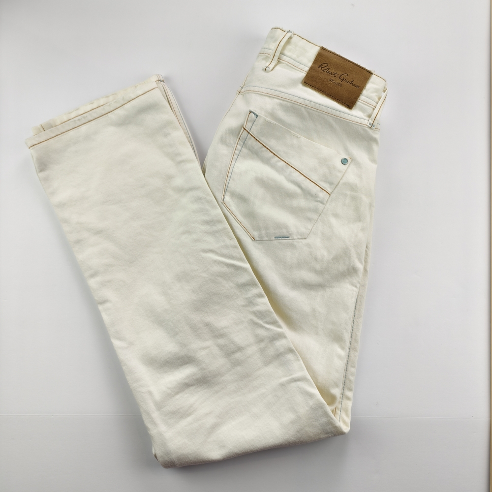 Robert Graham Classic Whites Jeans 30 Stitch Detail Designer Denim Minimal Style